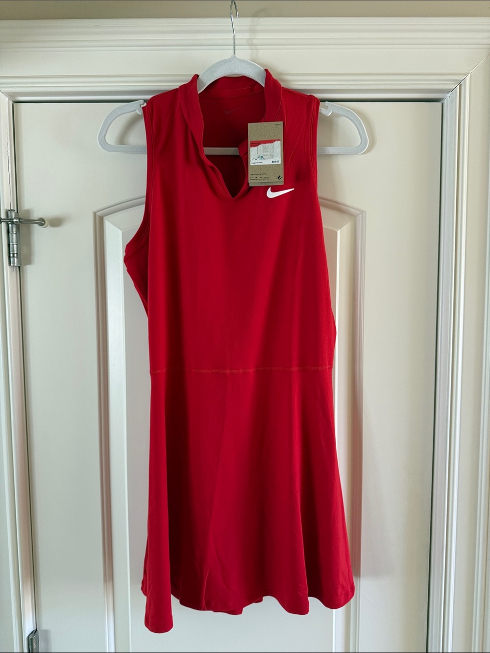 Nike Sleeveless Red Athletic Dress with White Swoosh